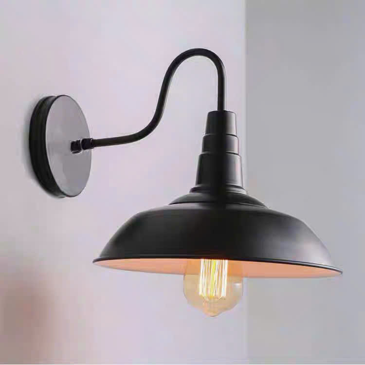 Đèn gắn tường chao đui hoa văn con tiện, cạnh vát chéo - D260, cần cong